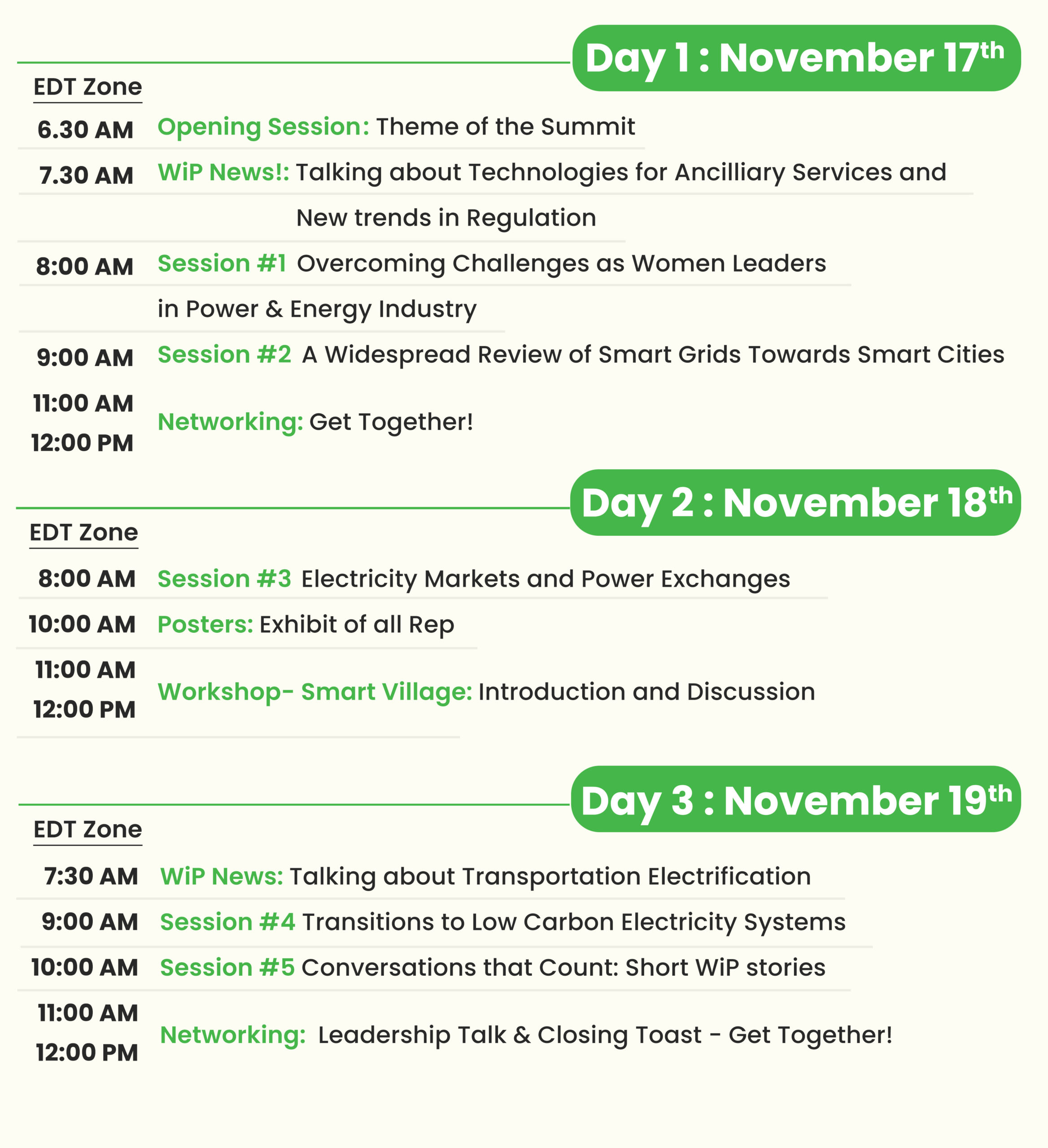 Women in Power Global Summit – Schedule