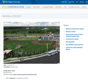 west virginia baseball stadium construction