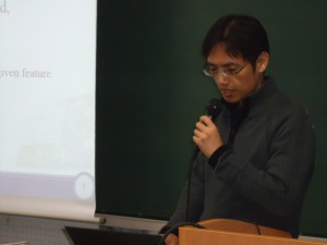  Prof. Yih-Lang Li (National Chiao-Tung University) spoke "Fast Conditional Design Rule Checking for 28nm and Below Technologies Using Prufer Encoding" on 15th , Jan. 2015.