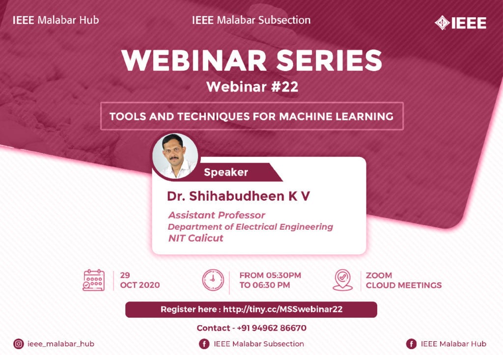 Webinar: “Tools And Techniques For Machine Learning” – IEEE Malabar ...