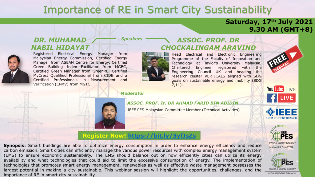 Importance of RE in Smart City Sustainability  IEEE PES Malaysia 