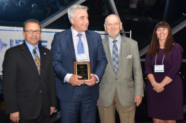 Dr. Witold Kinsner (IEEE Canada President) (2nd-right), Dr. Wahab Almuhtadi (PES Ottawa Chapter Chair) (1st-left), and Janet Davis (Ottawa Section Chair)(1st-right) presented to Mr. Colin Clark (CTO, Brookfield Power) (2nd-left) the IEEE PES Chapter Outstanding Engineer Award (OEA)